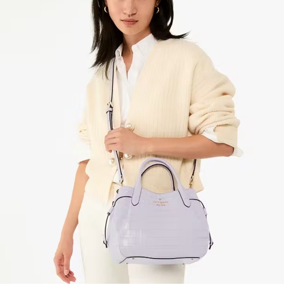 Kate Spade New York Dumpling Croc Embossed Small Satchel Light Purple NWOT - Picture 6 of 15